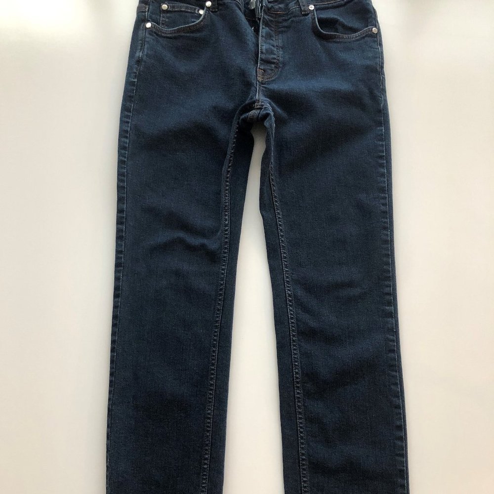 WESC Bob straight leg blue denim jeans